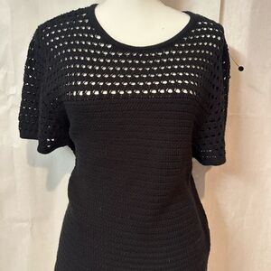 Nine West Black Crochet Knit Blouse
